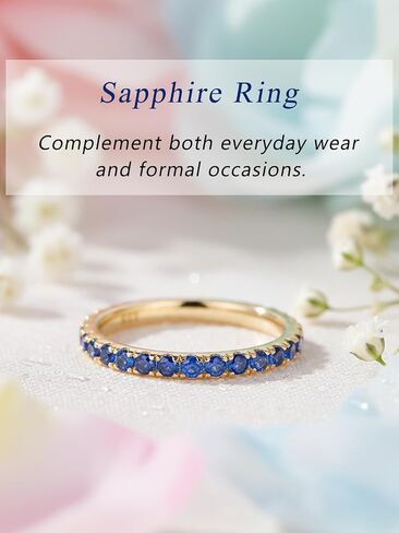 CYW Sapphire/Ruby/Emerald/Moissanite Hand Setting Full Eternity Rings for Women, Solid 925 Sterling Silver with Rhodium/Yellow Gold Plated, Valentine Wedding Anniversary Jewelry in Kuwait