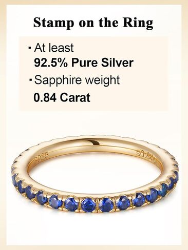 CYW Sapphire/Ruby/Emerald/Moissanite Hand Setting Full Eternity Rings for Women, Solid 925 Sterling Silver with Rhodium/Yellow Gold Plated, Valentine Wedding Anniversary Jewelry in Kuwait