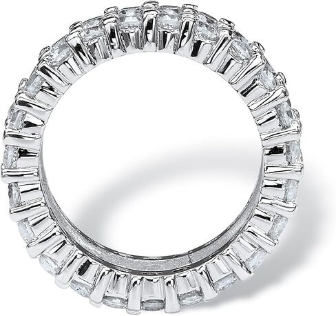 Platinum over Sterling Silver Baguette Cubic Zirconia and Round Eternity Ring in Kuwait