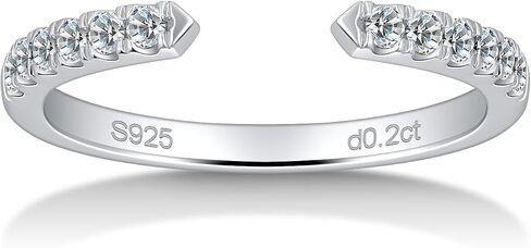 getlove Moissanite Open Ring for Women White Gold Plated Half Eternity Wedding Band Dainty Adjustable Stackable Rings 925 Sterling Silver Engagement Anniversary Jewelry (0.2ct D-VVS1) in Saudi Arabia