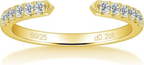 getlove Moissanite Open Ring for Women White Gold Plated Half Eternity Wedding Band Dainty Adjustable Stackable Rings 925 Sterling Silver Engagement Anniversary Jewelry (0.2ct D-VVS1) in Saudi Arabia