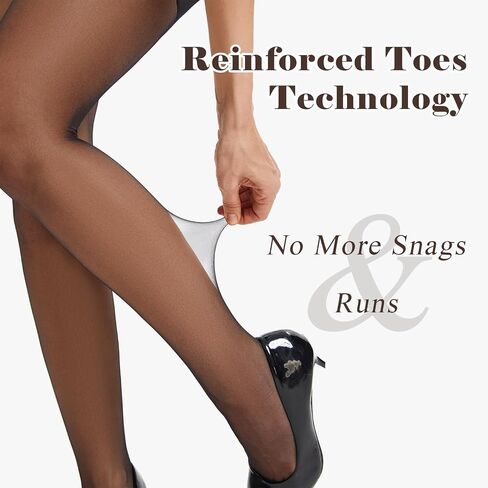 Sheer Control Top Pantyhose for Women,Run Resistant Reinforced Toes Legg Silky High Waist Tights (2 Pair Black) in Kuwait