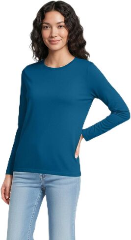 Lands' End للسيدات مريح Supima طويل الأكمام طاقم البلطيق البط البري عادي X-Large in Kuwait