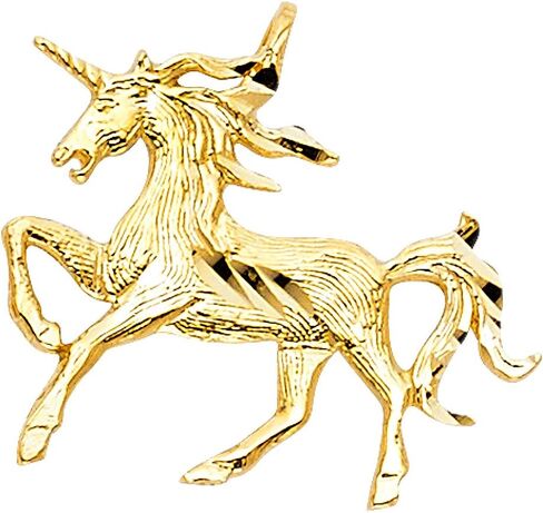 TGDJ 14K Solid Yellow Gold Unicorn Pendant for Men & Women – Symbol of Magic, Strength & Purity | Lightweight Luxury Fine Jewelry in Kuwait