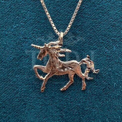 TGDJ 14K Solid Yellow Gold Unicorn Pendant for Men & Women – Symbol of Magic, Strength & Purity | Lightweight Luxury Fine Jewelry in Kuwait