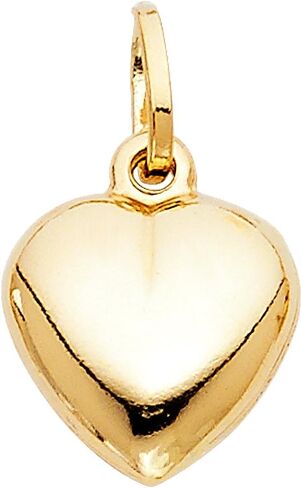 Ioka - 14K Yellow Gold Plain Love Heart Locket Charm Tiny Size Pendant For Necklace or Chain in Kuwait