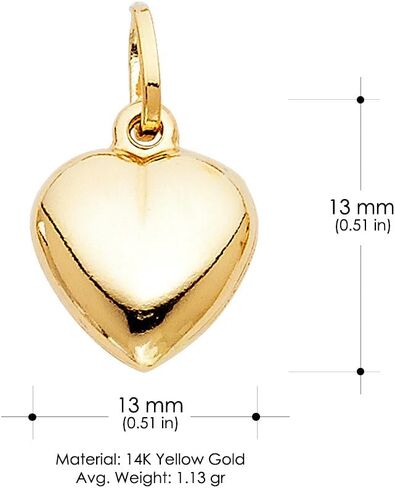 Ioka - 14K Yellow Gold Plain Love Heart Locket Charm Tiny Size Pendant For Necklace or Chain in Kuwait
