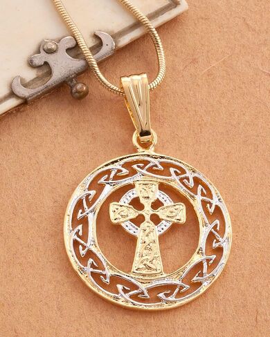 The Difference World Coin Jewelry Celtic Cross Pendant and Necklace, Hand Cut Celtic Cross Medallion, 1" in Diameter, (# 906) in Kuwait