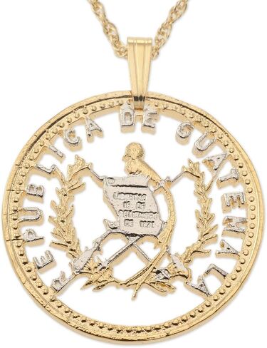 Guatemala Coin Pendant and Necklace, Guatemala Coin Hand Cut, 1 1/4" in Diameter, (# 864) in Kuwait