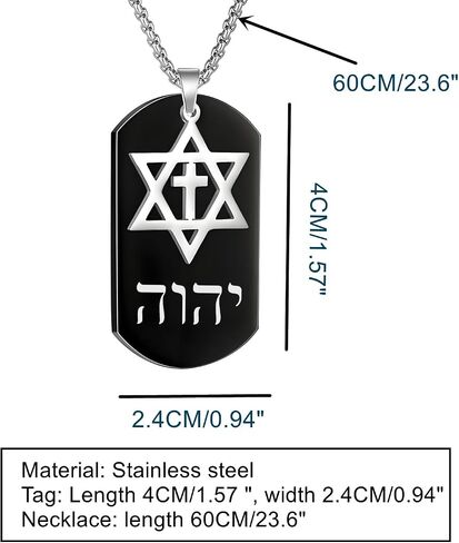 Cross Star of David Pendant with Hebrew Tetragram Symbol,Jewish Names of God Yhvh Yhwh Jehovah Necklace,Yahweh Blessed Prayers Jewelry for Men Women Her Him in Kuwait