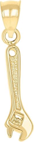 10k Yellow Gold Mens Textured Wrench Tool Charm Pendant in Saudi Arabia