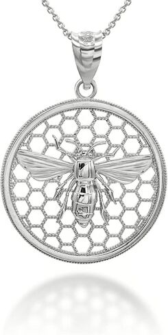 Beaded Queen Bee Hive Honey Comb Pendant With Chain 10K Gold in Kuwait