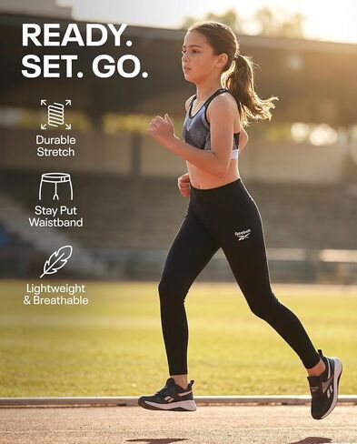 Reebok 3 Pack: Girls Leggings Athletic Dance Cheer Workout Pants for Kids Teens Tweens Youth Activewear Bottoms - (Size 6-16) in Kuwait