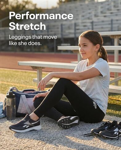 Reebok 3 Pack: Girls Leggings Athletic Dance Cheer Workout Pants for Kids Teens Tweens Youth Activewear Bottoms - (Size 6-16) in Kuwait