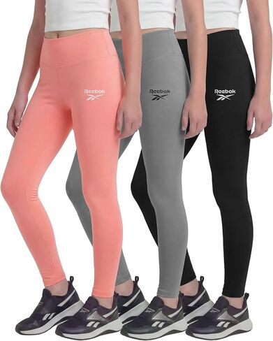 Reebok 3 Pack: Girls Leggings Athletic Dance Cheer Workout Pants for Kids Teens Tweens Youth Activewear Bottoms - (Size 6-16) in Kuwait