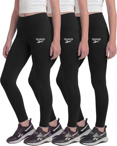 Reebok 3 Pack: Girls Leggings Athletic Dance Cheer Workout Pants for Kids Teens Tweens Youth Activewear Bottoms - (Size 6-16) in Kuwait