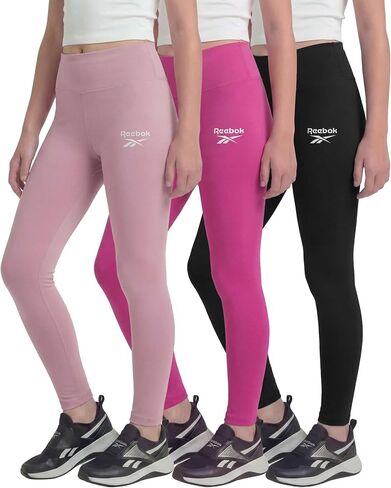 Reebok 3 Pack: Girls Leggings Athletic Dance Cheer Workout Pants for Kids Teens Tweens Youth Activewear Bottoms - (Size 6-16) in Kuwait