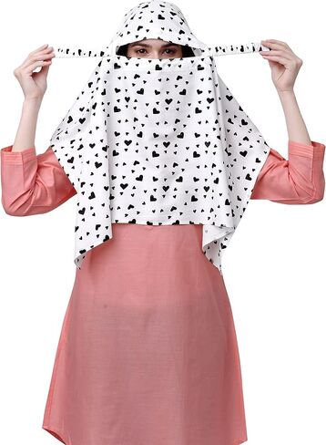 7 seasons Cotton Scarf Cum Mask Universal Size Usable for vehicle Driver for sunlight UV protection White Printed Design in Kuwait