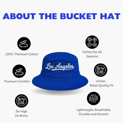 Los Angeles Bucket Hat, Embroidered Unisex Sun Hat for Summer, Fishing, Camping & Baseball in Saudi Arabia
