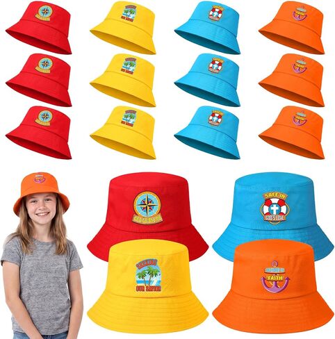 12 Pcs VBS Bucket Hat Polyester-Cotton Cap Fun Religious Gift Vacation Bible School Supply Bright Colored in Kuwait