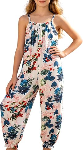 Girls Jumpsuit Hawaii Sleeveless Romper Summer Beach Outfits for Kids 9-13 Years in Kuwait
