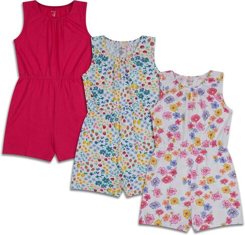 Pink Angel 3-Pack Girls Rompers, 100% Cotton Spring & Summer Outfit, Sleeveless Pull-On One Piece, Casual Playwear in Kuwait