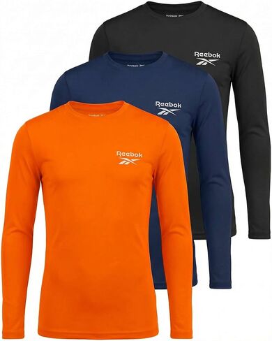 مجموعة من 3 قطع من ريبوك: قميص سباحة Rashguard للحماية من الشمس بأكمام طويلة للأولاد من الأشعة فوق البنفسجية بعامل حماية من الشمس (SPF) رياضي على الشاطئ وحمام السباحة وركوب الأمواج والسباحة 6-16 in Kuwait