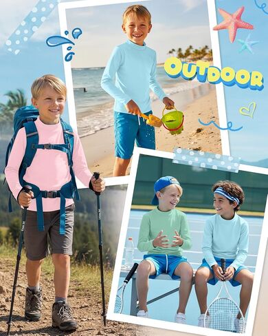 3 قطع من قمصان السباحة للأولاد بعامل حماية من الأشعة فوق البنفسجية 50+ Rash Guard بأكمام طويلة، قمصان للحماية من الشمس سريعة الجفاف للمراهقين لركوب الأمواج على الماء in Kuwait