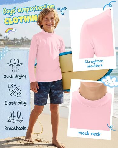 3 قطع من قمصان السباحة للأولاد بعامل حماية من الأشعة فوق البنفسجية 50+ Rash Guard بأكمام طويلة، قمصان للحماية من الشمس سريعة الجفاف للمراهقين لركوب الأمواج على الماء in Kuwait