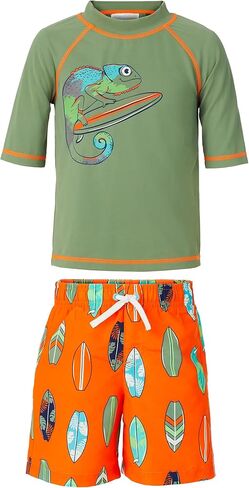 Saint Eve Kids 2 Piece Swim Suit Short & Trunks Set with UPF 50+ Protection - Rash Guard Swimsuit Top & Shorts Sets for Boys in Saudi Arabia