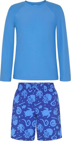 Saint Eve Kids 2 Piece Swim Suit Short & Trunks Set with UPF 50+ Protection - Rash Guard Swimsuit Top & Shorts Sets for Boys in Saudi Arabia
