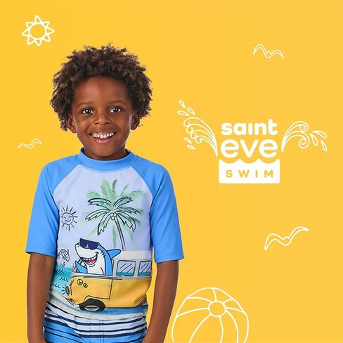 Saint Eve Kids 2 Piece Swim Suit Short & Trunks Set with UPF 50+ Protection - Rash Guard Swimsuit Top & Shorts Sets for Boys in Saudi Arabia