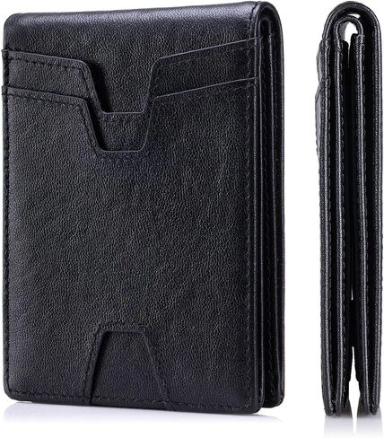 Front Pocket Wallet for Men Slim Lightweight RFID Blocking Genuine Leather Bifold Thin Wallet with 10 Card Slots, Antiqued in Saudi Arabia