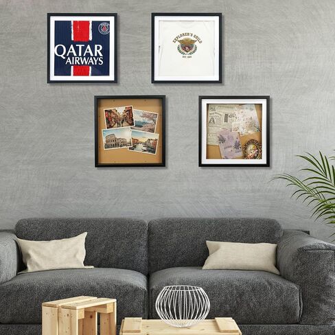 12.6" x 12.6" T Shirt Frames for Wall Display,Black Wall Mounted Shadow Box Display Case for Jersey,Small Shirt Frame Display Case with Two Mats & Real Glass in Saudi Arabia