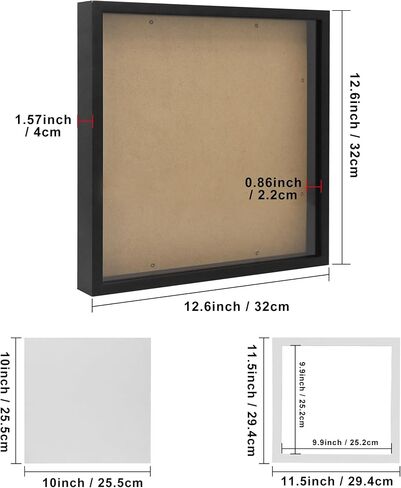 12.6" x 12.6" T Shirt Frames for Wall Display,Black Wall Mounted Shadow Box Display Case for Jersey,Small Shirt Frame Display Case with Two Mats & Real Glass in Saudi Arabia