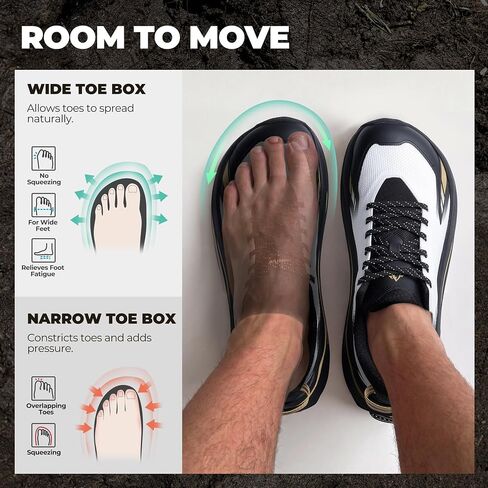 NORTIV 8 Men's Wide Toe Box Trail Running Shoes Cushion Barefoot Walking Athletic Tennis Workout Gym Cross Training Shoe Fashion Sneakers in Kuwait