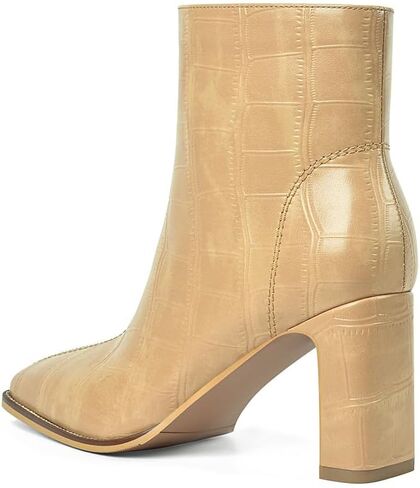 Womens Chunky Heel Ankle Boots for Women Retro Square Toe Side Zipper Booties Comfortable Short Winter Boot in Saudi Arabia
