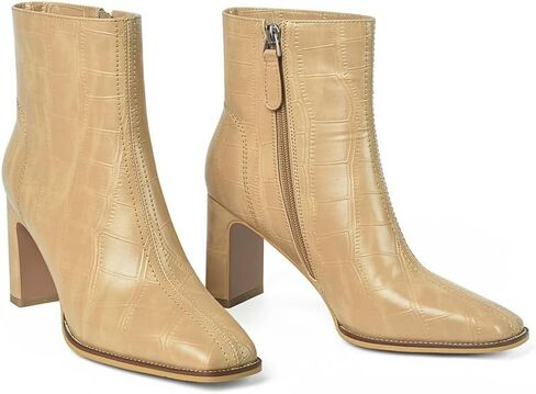 Womens Chunky Heel Ankle Boots for Women Retro Square Toe Side Zipper Booties Comfortable Short Winter Boot in Saudi Arabia