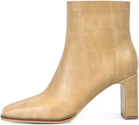 Womens Chunky Heel Ankle Boots for Women Retro Square Toe Side Zipper Booties Comfortable Short Winter Boot in Saudi Arabia