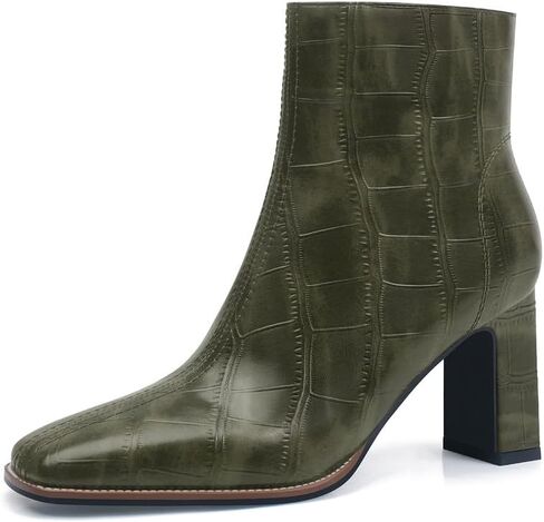 Womens Chunky Heel Ankle Boots for Women Retro Square Toe Side Zipper Booties Comfortable Short Winter Boot in Saudi Arabia