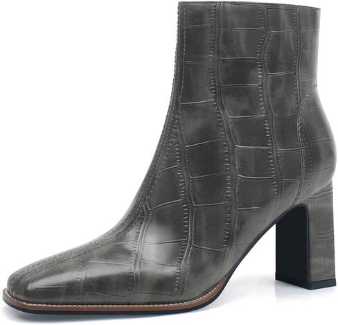 Womens Chunky Heel Ankle Boots for Women Retro Square Toe Side Zipper Booties Comfortable Short Winter Boot in Saudi Arabia