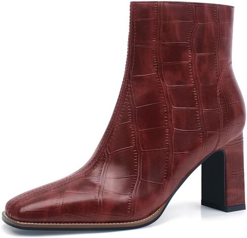 Womens Chunky Heel Ankle Boots for Women Retro Square Toe Side Zipper Booties Comfortable Short Winter Boot in Saudi Arabia