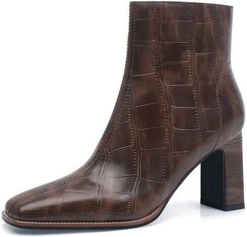 Womens Chunky Heel Ankle Boots for Women Retro Square Toe Side Zipper Booties Comfortable Short Winter Boot in Saudi Arabia
