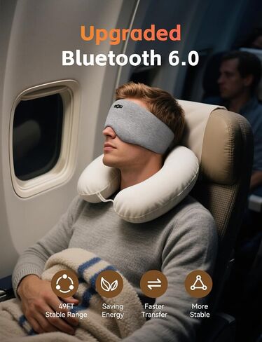 Sleep Mask with Bluetooth 6.0 Headphones, 20H Playtime Sleeping Headphones for Side Sleepers, Adjustable Blackout Eye Mask for Travel Meditation, Noise-Reducing Sleep Mask Gifts for Women Men in Saudi Arabia