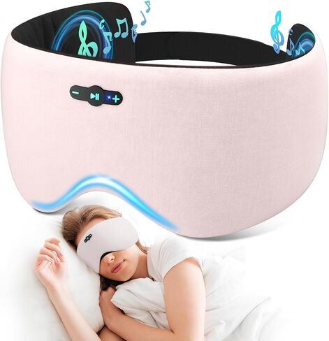 Sleep Mask with Bluetooth 6.0 Headphones, 20H Playtime Sleeping Headphones for Side Sleepers, Adjustable Blackout Eye Mask for Travel Meditation, Noise-Reducing Sleep Mask Gifts for Women Men in Saudi Arabia