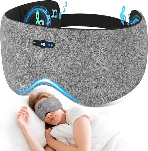 Sleep Mask with Bluetooth 6.0 Headphones, 20H Playtime Sleeping Headphones for Side Sleepers, Adjustable Blackout Eye Mask for Travel Meditation, Noise-Reducing Sleep Mask Gifts for Women Men in Saudi Arabia