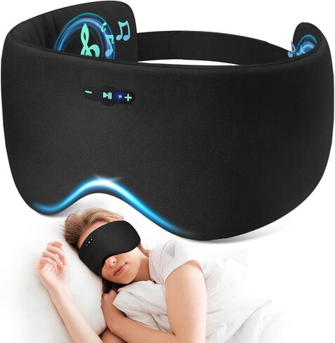 Sleep Mask with Bluetooth 6.0 Headphones, 20H Playtime Sleeping Headphones for Side Sleepers, Adjustable Blackout Eye Mask for Travel Meditation, Noise-Reducing Sleep Mask Gifts for Women Men in Saudi Arabia