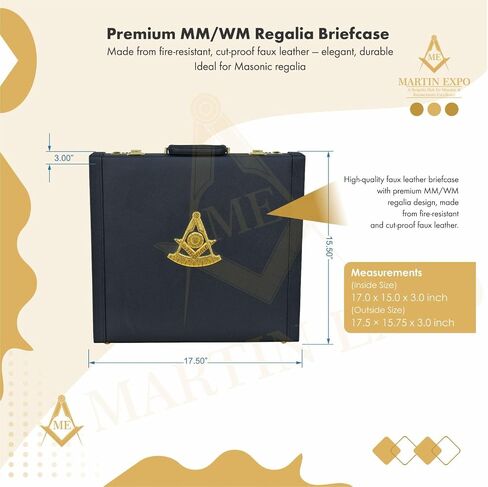 Masonic Past Master MM/WM And Provincial Full Dress Apron Cases briefcase, Size (17.5" 15.5" 3") Inches in Kuwait