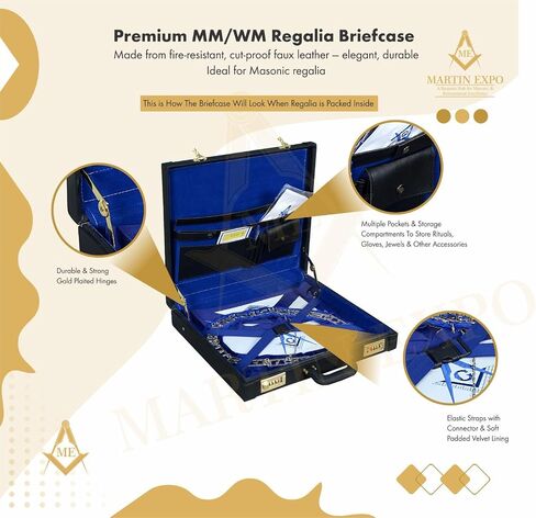 Masonic Past Master MM/WM And Provincial Full Dress Apron Cases briefcase, Size (17.5" 15.5" 3") Inches in Kuwait