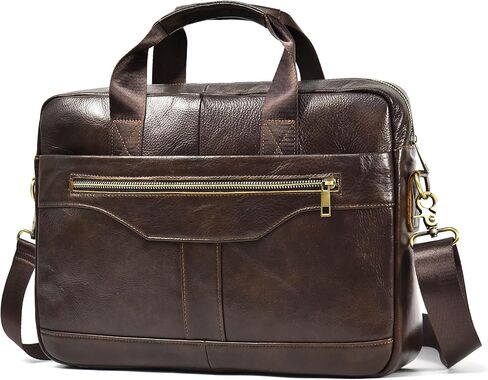 Leather Laptop Bag for Men Briefcase Fits 15.6 Inch Notebook Portable Shoulder Messenger Crossbody Bag for Travel Office in Kuwait